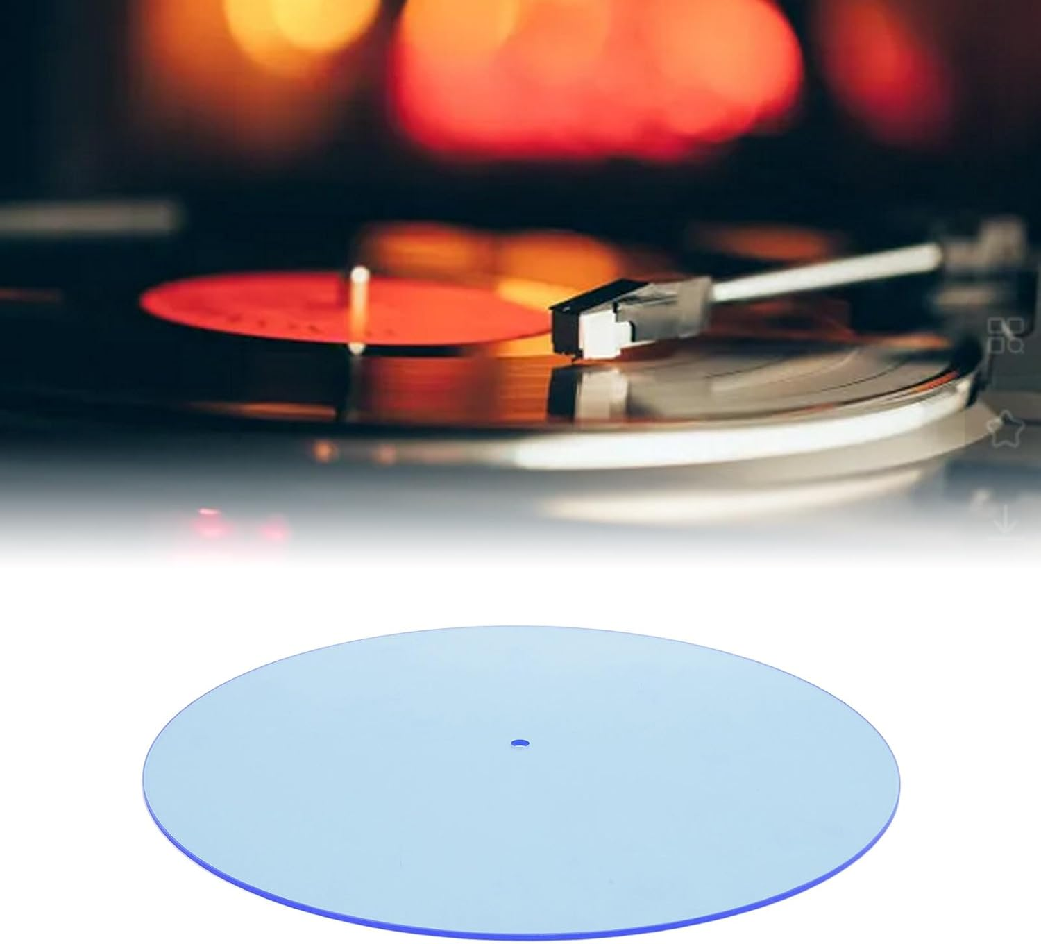 Record Player Mat, Turntable Mat Record Platter Slipmat, Acrylic Record Player Platter Slip Mats for 12 Inch Disc Acrylic Turntable Platter Mat (Light Blue) - Light Blue image number 4