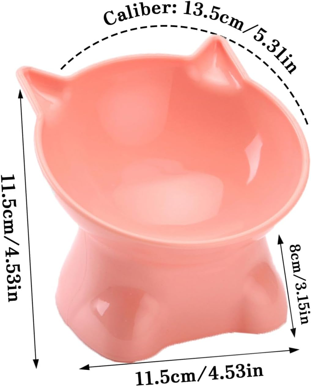 Raised Cat Bowl,4.5 Inch Height Elevated Cat Food Bowl,Tilted Pet Water Bowl anti Vomiting Feeding Bowls,Cute Shallow Cat Bowl (Pink)