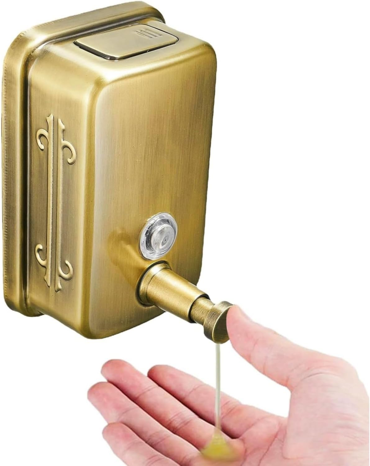 Commercial Soap Dispenser Wall Mount Stainless Steel Manual Pump Liquid Rust-Proof Leak Free for Bathroom Restaurant 500Ml/17Oz (Silver)