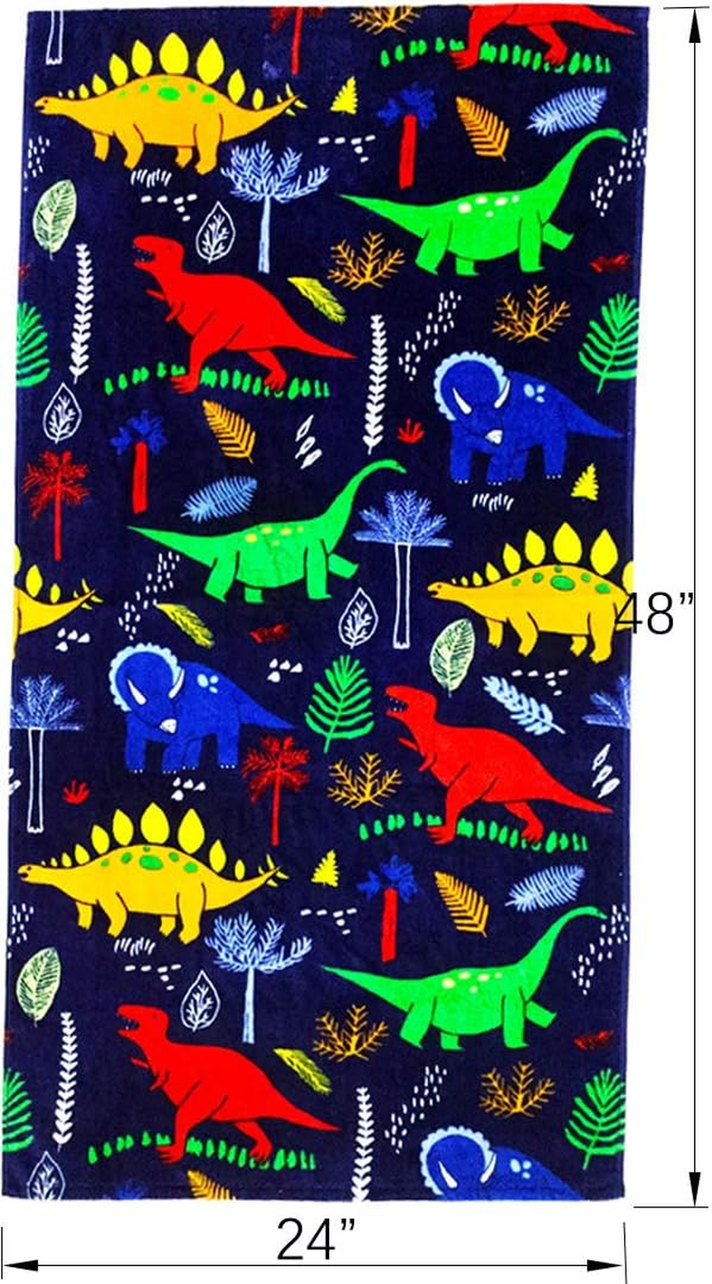 YIFONTIN Beach Towel for Kids, 100% Cotton Soft Blanket Throw, 24&rdquo; X 48&rdquo; Dinosaur Terry Towel for Travel, Beach, Swimming, Bath, Camping, and Picnic. image number 5