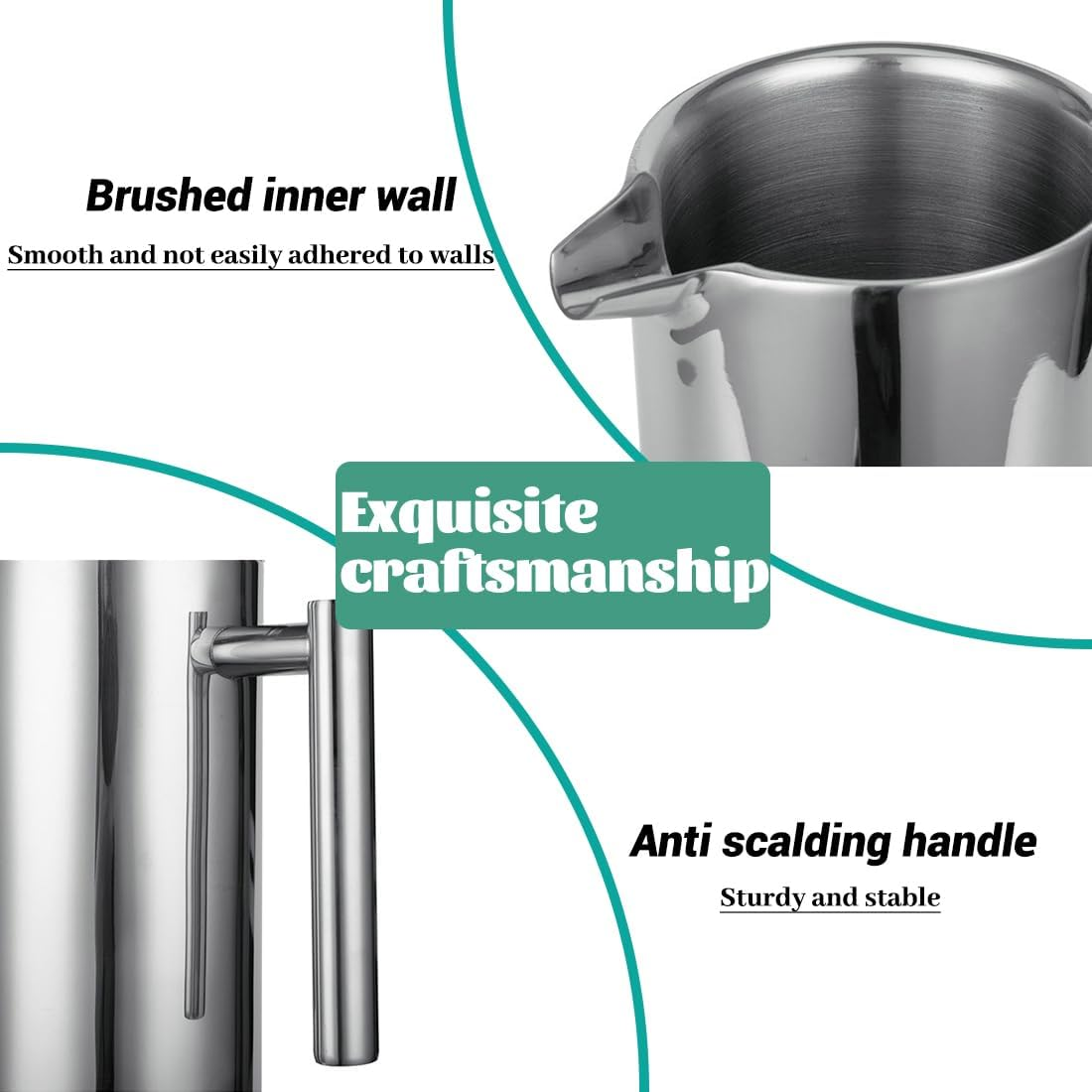 Stainless Steel French Press Coffee Maker (34Oz/1000Ml), Insulated Coffee Maker with Extra 2 Filters, Durable & Rust-Proof, Ideal for Home and Travel image number 3