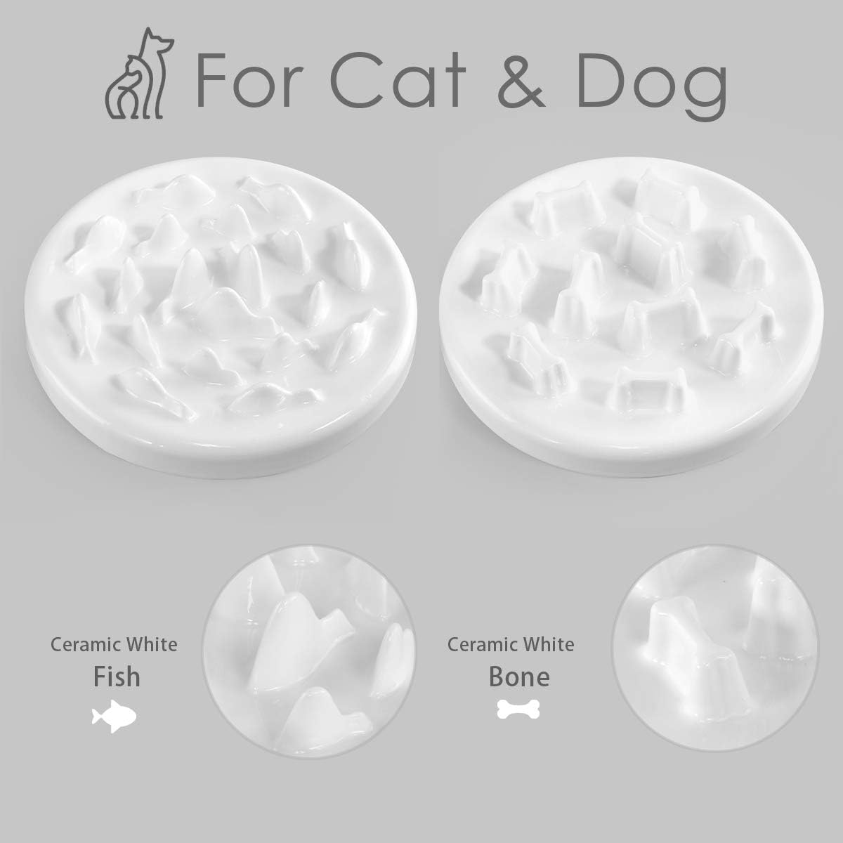 Anti-Gulping Dog Cat Bowl Slow Feeder Interactive Bloat Stop Pet Bowl for Fast Eaters anti Bloat Stop Gobbling (Bone Shape) image number 3