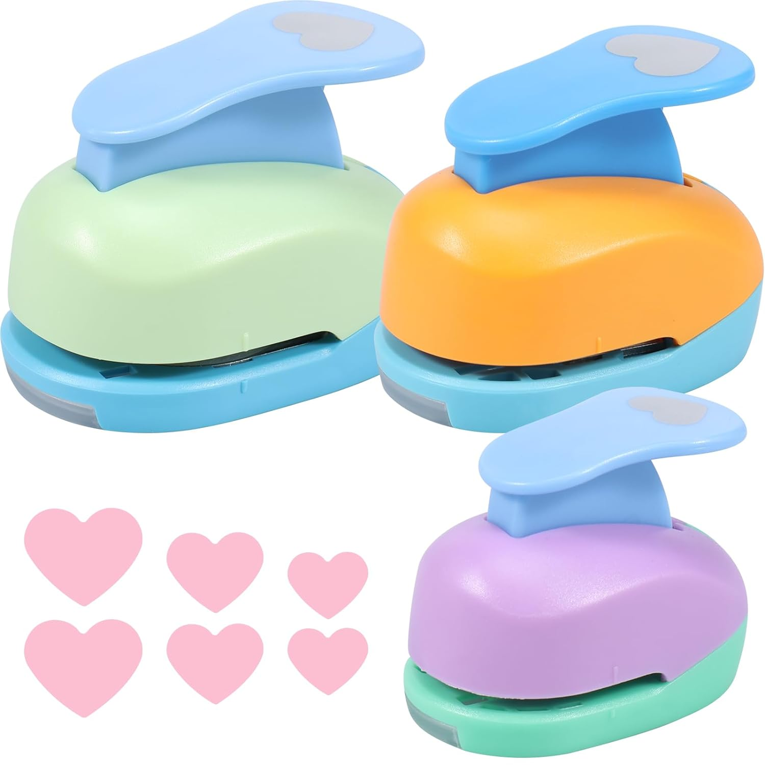 3Pcs Paper Shape Puncher 6Mm 25Mm 38Mm Heart Pattern Craft Shaper for Scrapbook Paper Cutting - Easy to Use Heart Hole Punch for DIY Crafts, Scrapbooking, Card Making image number 1