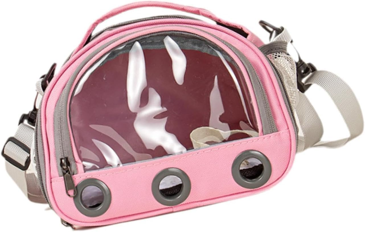 Hamster Travel Carrier Bag Guinea Pig Carrier Bag Travel Small Animals Chinchilla Outgoing Carrier Cage Carrying Shoulder Bag, Pink, S (Pink,L) image number 1