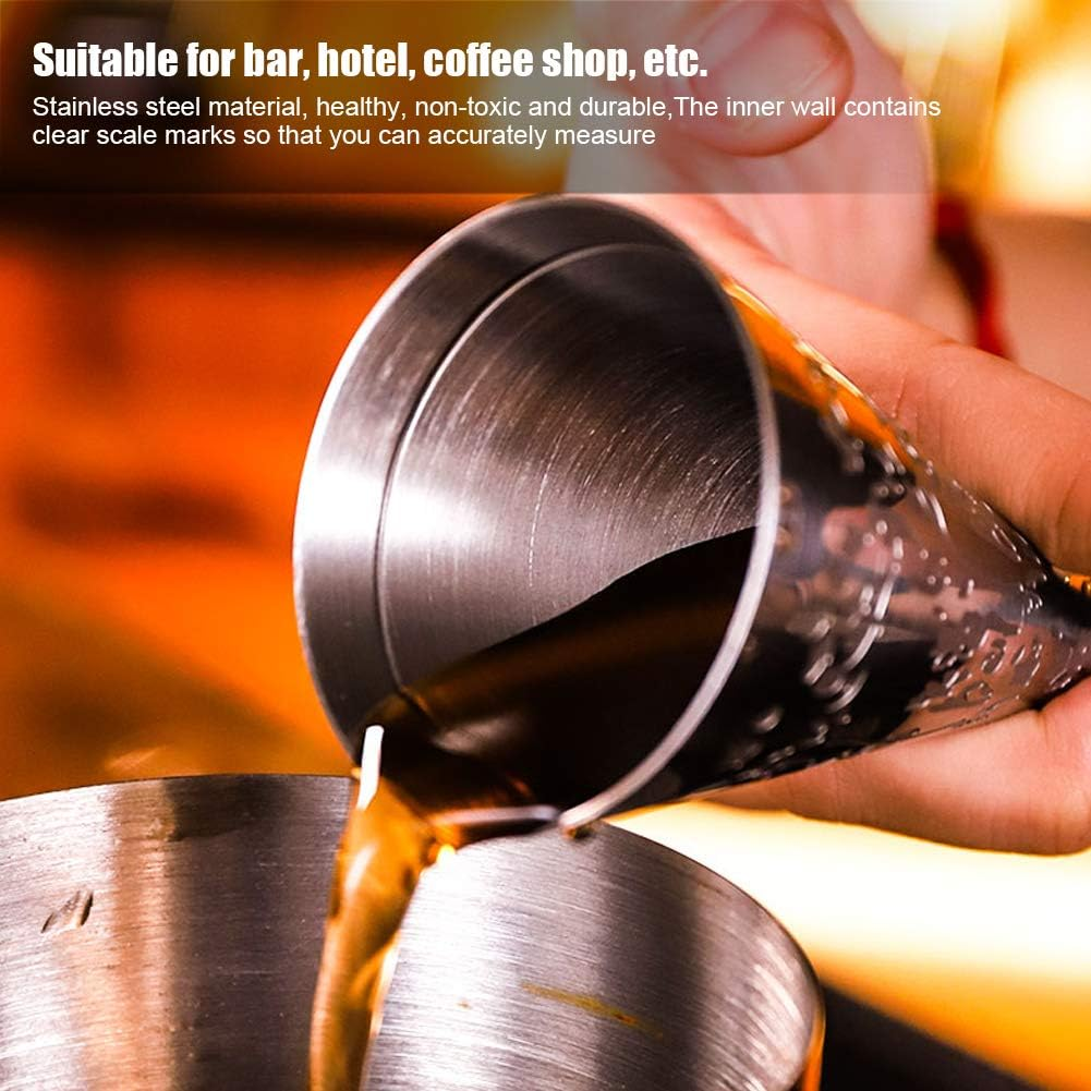 Japanese Style Double Cocktail Jigger - Etching Stainless Steel Jigger with Scale, Small Cup 30Ml, Large Cup 45Ml - Silver image number 2