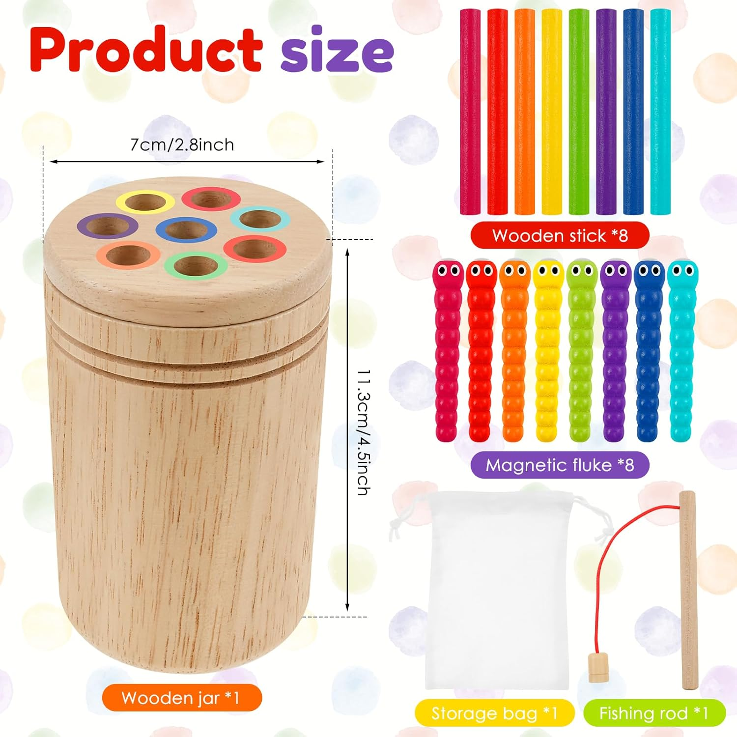 Montessori Toys for 1-3 Year Old, Wooden Learning Color Sorting Toy, Exercise Fine Motor Skill Focus Attention Color Matching Toy, Sensory Matching Games Shape Sorting Toys for Boys Girls image number 4