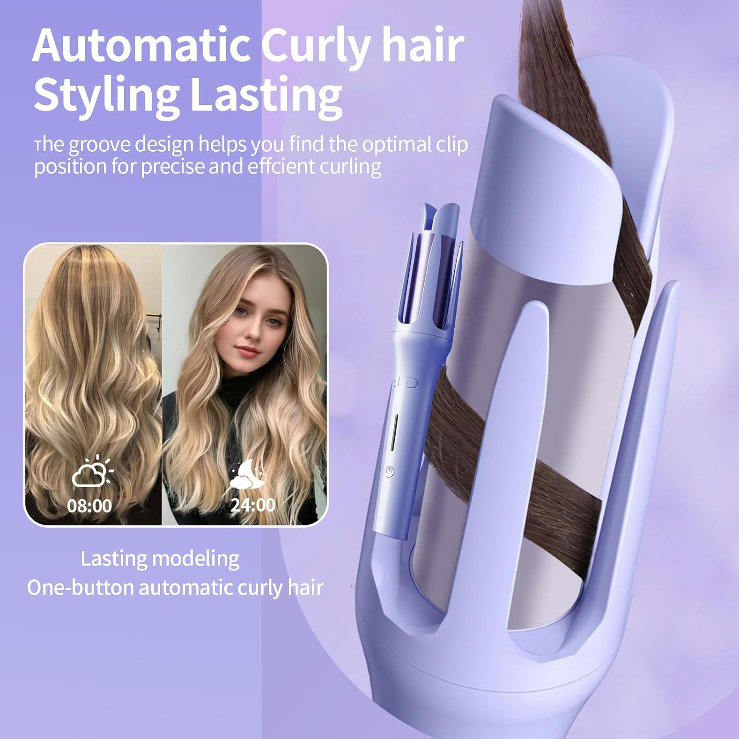 Velasko Self Curling Hair Curler, Extended Barrel 32Mm Anion Rotating Curling Iron, Electric Portable Hair Curler for Long Hair Women Quick Modeling Beach Waves image number 6