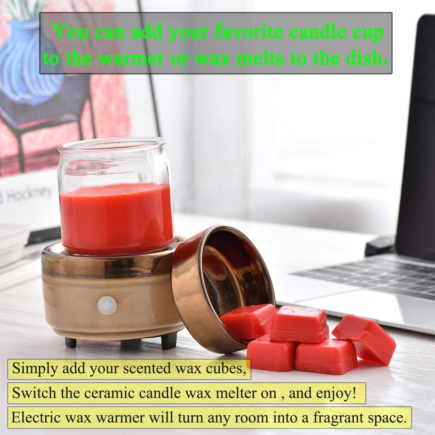 Kobodon Candle Wax Melt Warmer, Ceramic Wax Warmer,3-In-1 Candle Wax Melter and Fragrance Warmer for Warming Scented Candles or Wax Melts and with to Freshen Room Spa Home Office&hellip; image number 1
