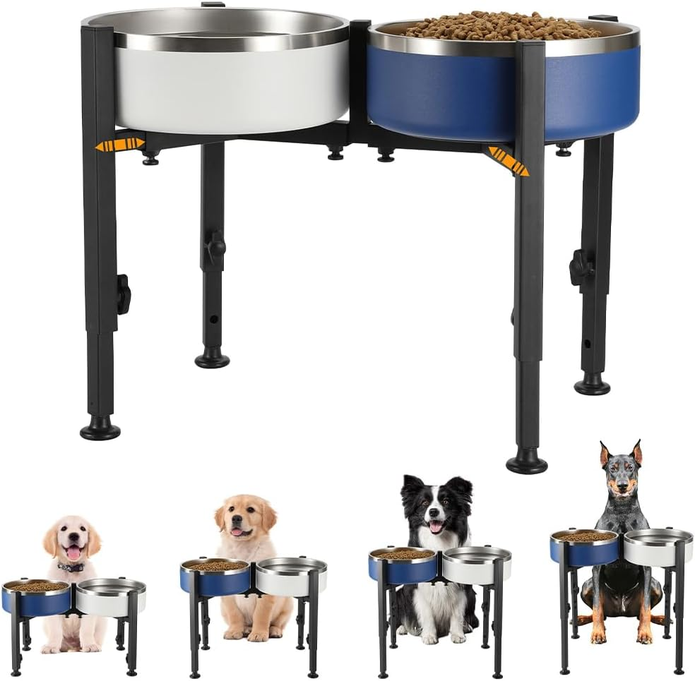 Adjustable Pet Food Bowl Stand, Portable Dog Bowl Stand, Adjustable Wide 7-10.5", Elevated Pet Bowl Holder, Pet Raised Water Feeder, Bowl Holder Suitable for Medium Large Animals (Black) image number 2