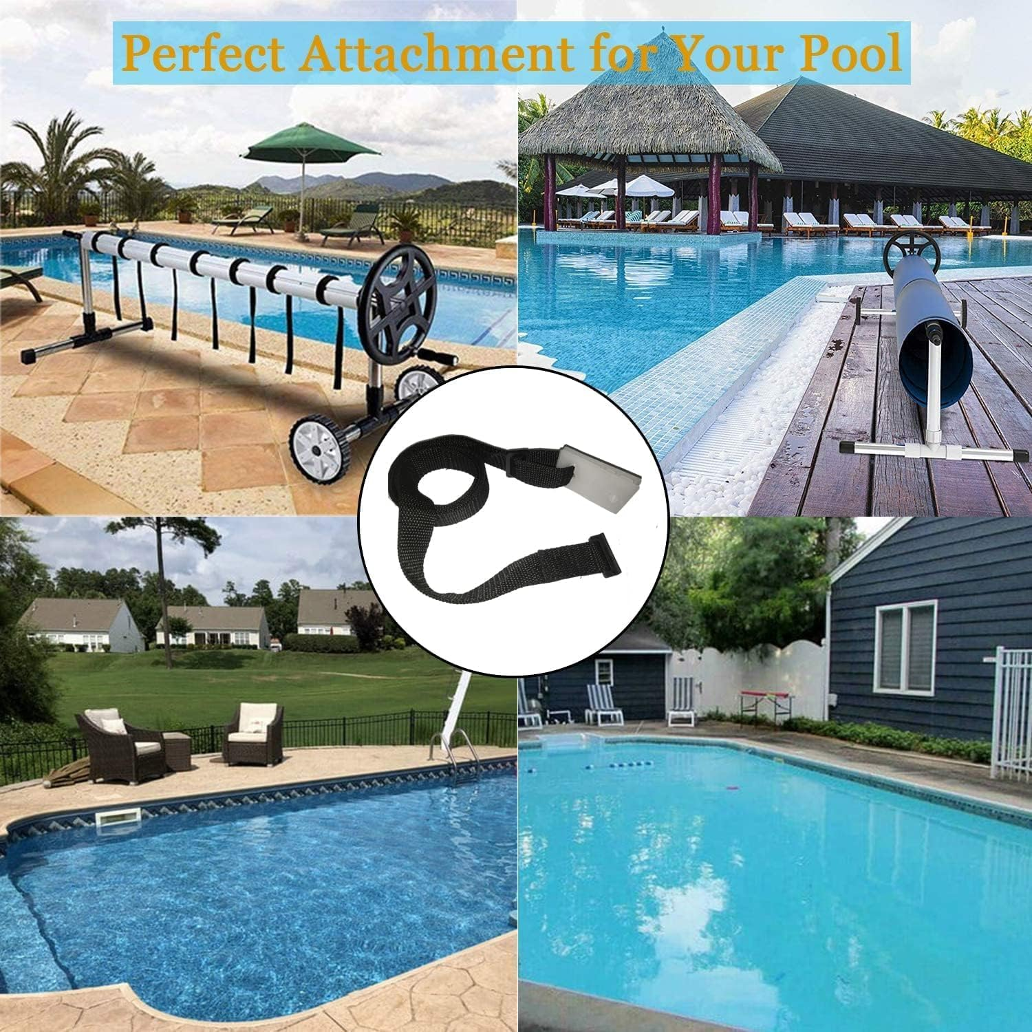 Pool Cover Roller Solar Blanket Swimming Reel Adjustable Thermal Ease of Use Convenience Durability Heavy-Duty Efficient Energy-Saving Versatile Lightweight Corrosion-Resistant (Straps) image number 5