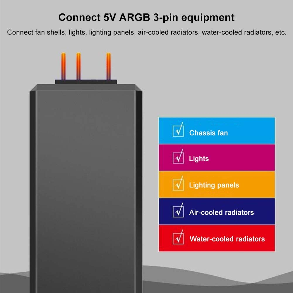 Fan Controller Pc,Argb Controller, RGB Controller,Rf Remote Control,Light Controller PC Accessories 5V Symphony ARGB Black Sata Pin(Black) image number 1