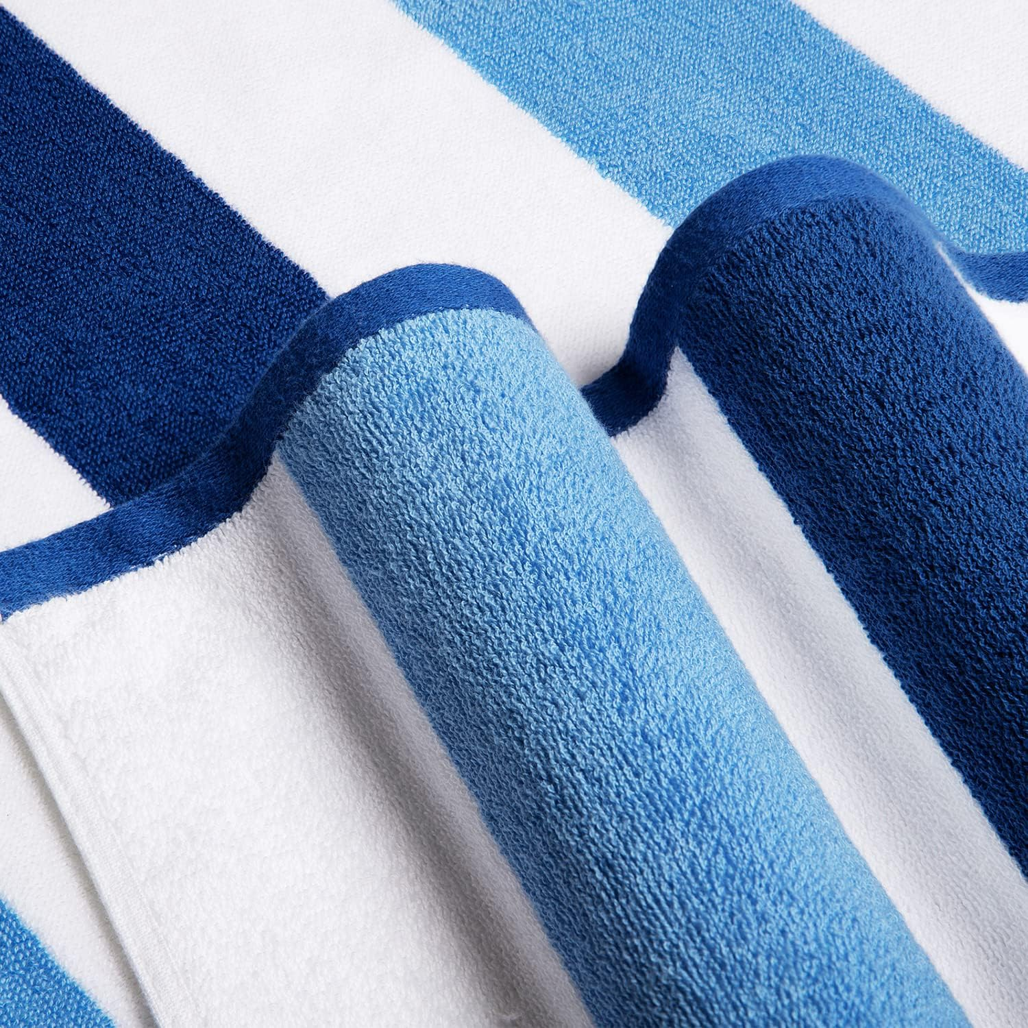 Oversized Cotton Beach Towel - 40"X70" Extra Large Plush Thick Stripe Pool Towel, XL Soft Striped Cabana Swimming Towels for Adults Mens Women Girls (White Navy Blue) image number 5