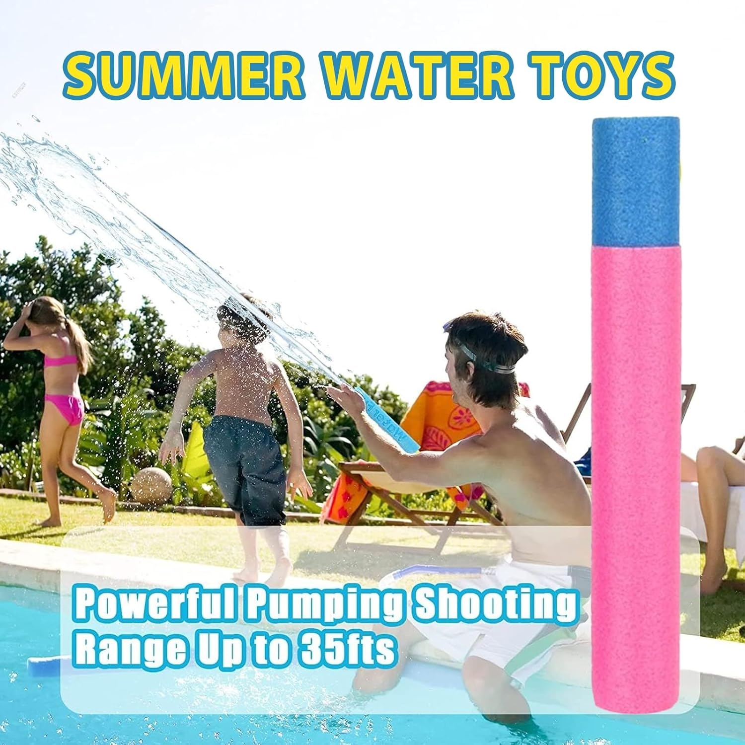 4 Pack Foam Water Blaster - Squirt Guns for Kids, Water Gun Toy, Ranges up to 40 Feet, Outdoor Water Toys image number 6