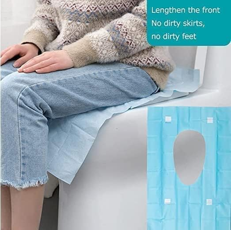 Toilet Seat Covers Portable Non-Woven Toilet Seat Pads, 50 Pcs, Individual Package, Travel Friendly (50, BL) image number 5