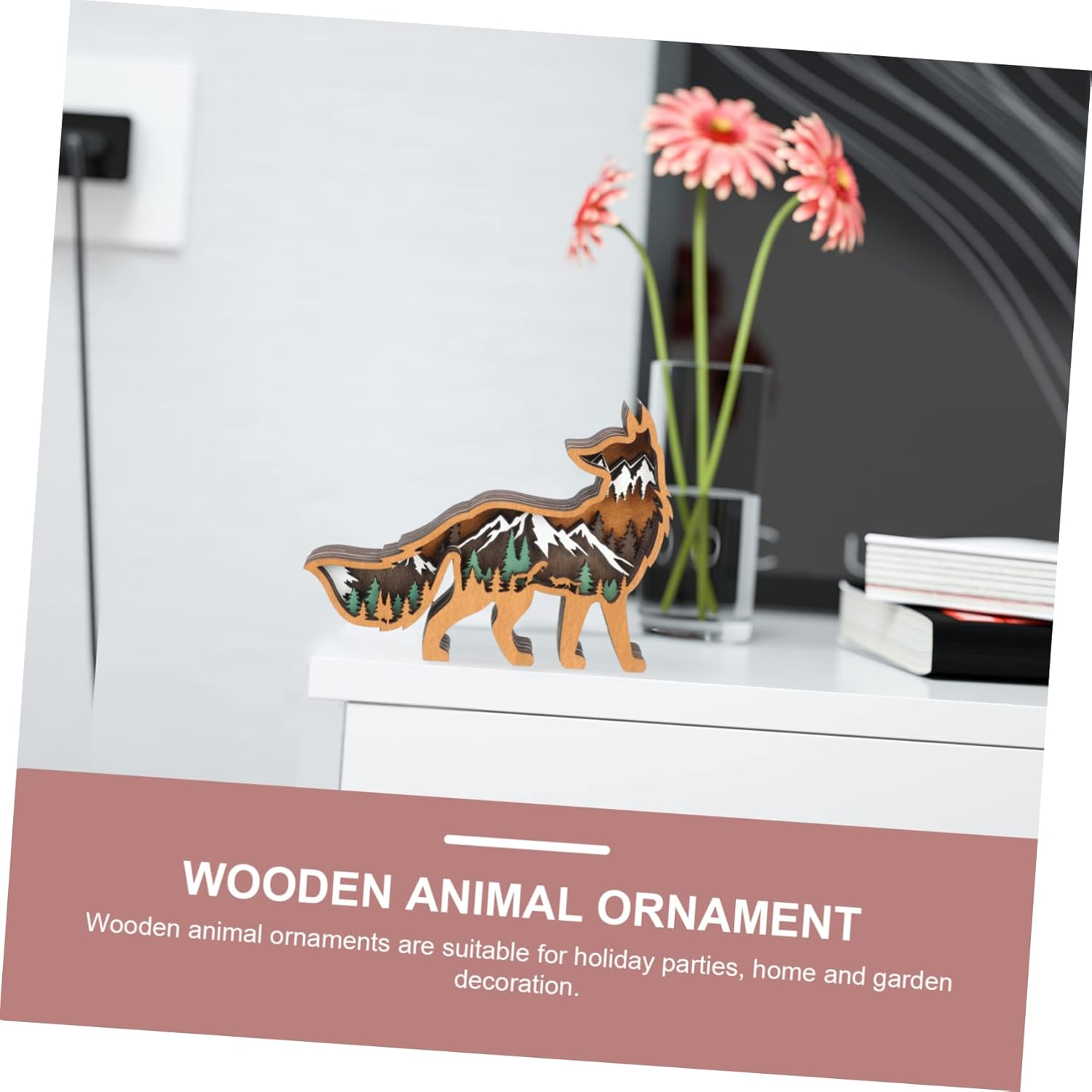 Wood Animal Christmas Wood Craft Desktop Ornament Christmas Party Decoration Home Decor Front Door Scenario