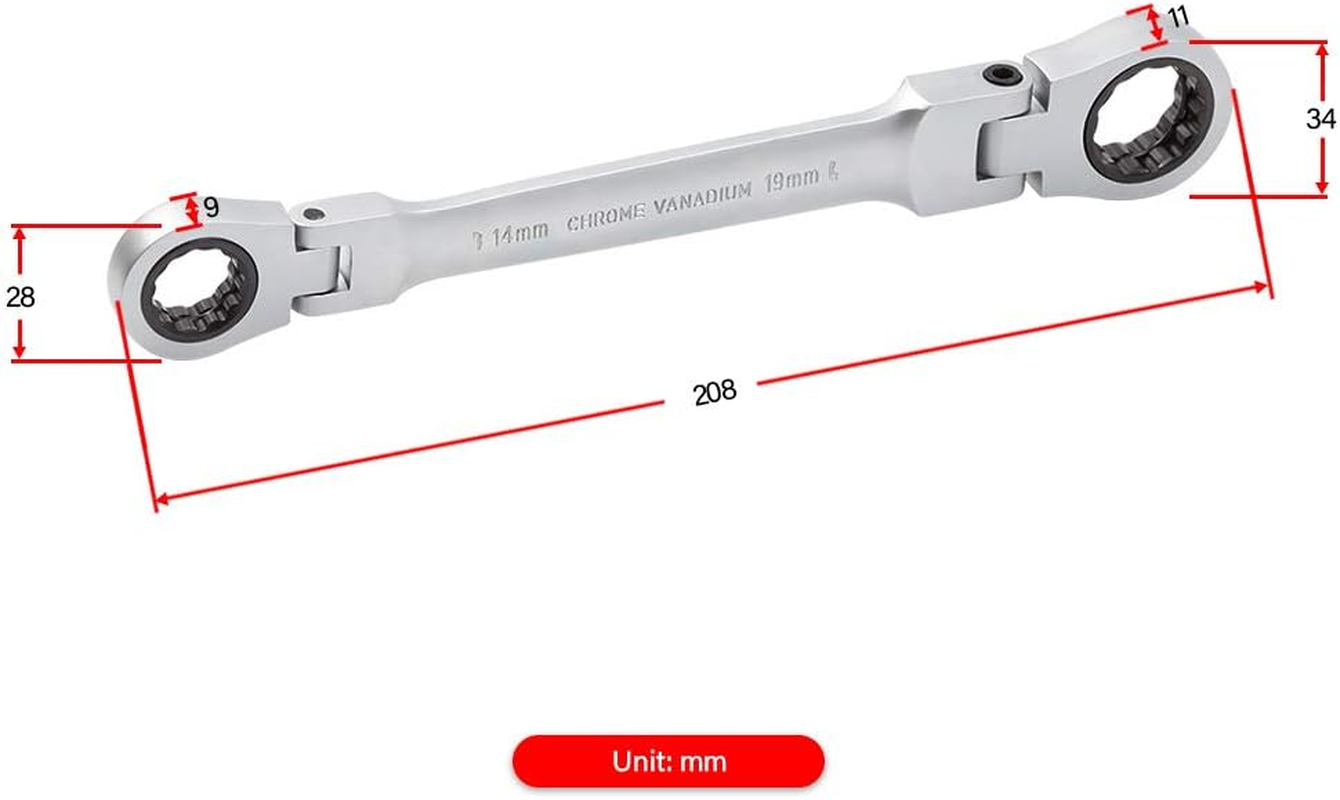 SPEEDWOX Ratchet Socket Wrench Set Metric 36 Pcs Heavy Duty 180 Degree Rotating Head Double Ring Spanners Flexible Multi Functional Ratcheting Combination Wrench Set image number 5