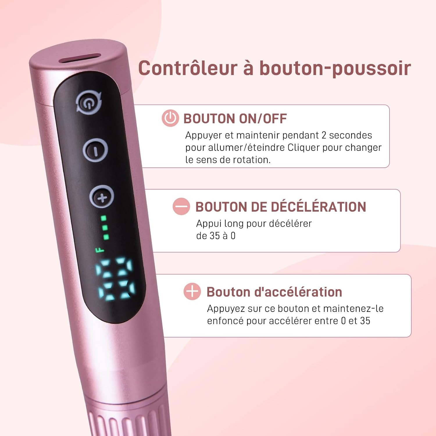 Electric Nail Drill 35000RPM,WEIKILLY Rechargeable Cordless Nail File,Professional Acrylic Gel Electric Nail Drill Machine for DIY Manicure and Pedicure,Portable Home Travel or Salon Use (Pink)