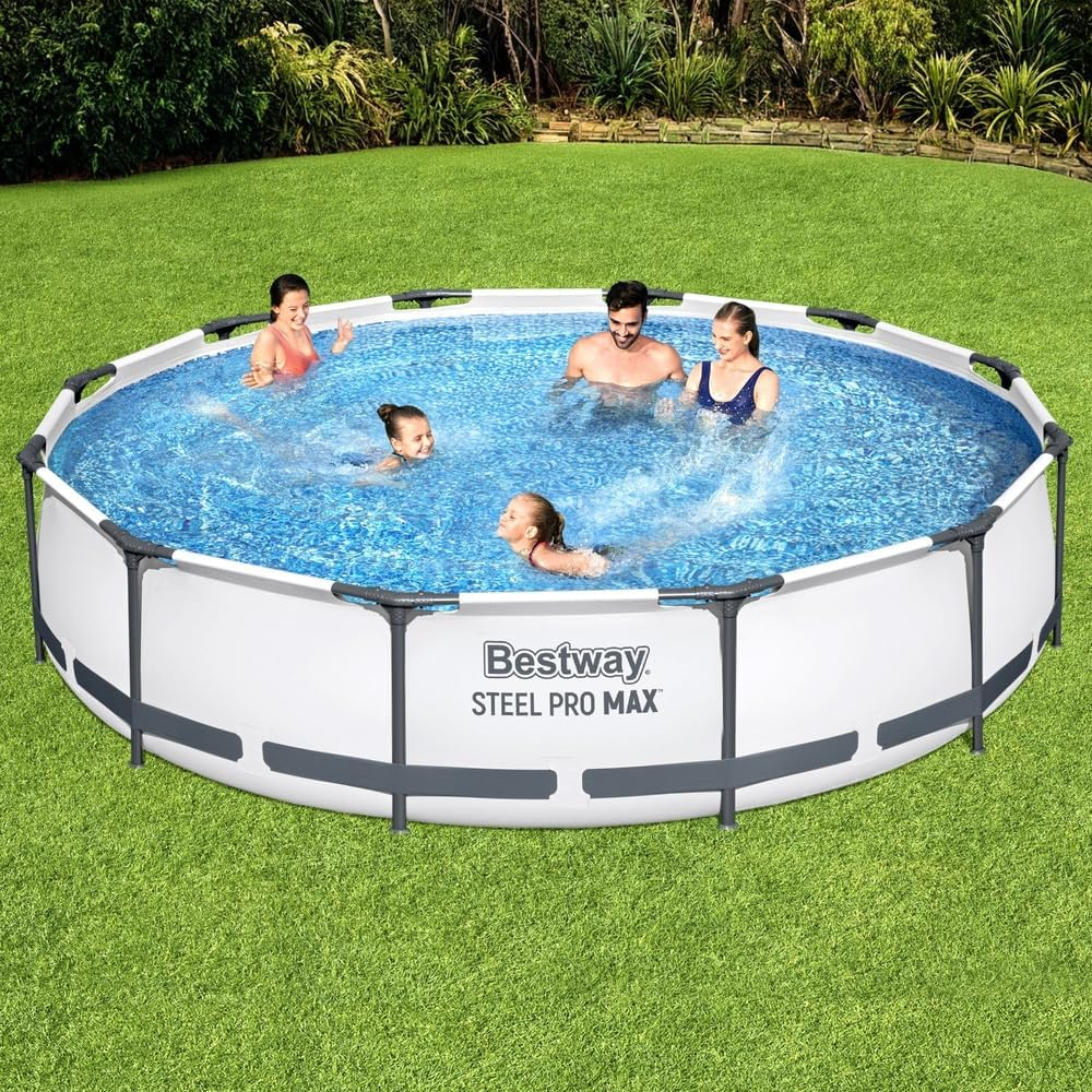 Bestway Swimming Pool 3.66 X 0.76M Blue round above Ground Pools, Splish Splash Filter Pump Outdoor with Soft Floor, Frame Steel Pro Family Garden Backyard Play image number 2