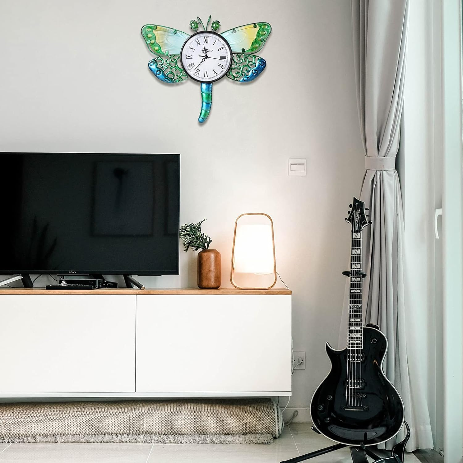 MUMTOP Indoor Outdoor Wall Clock Dragonfly Waterproof Wall-Mounted Clock for Patio Home Living Room Bedroom image number 4