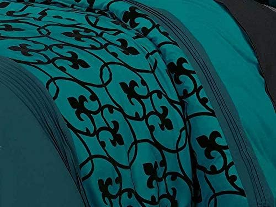 Double Size Teal Green Quilt Cover Set, Super Soft 3Pcs Pintucking Doona Cover Set (Double Size) image number 1