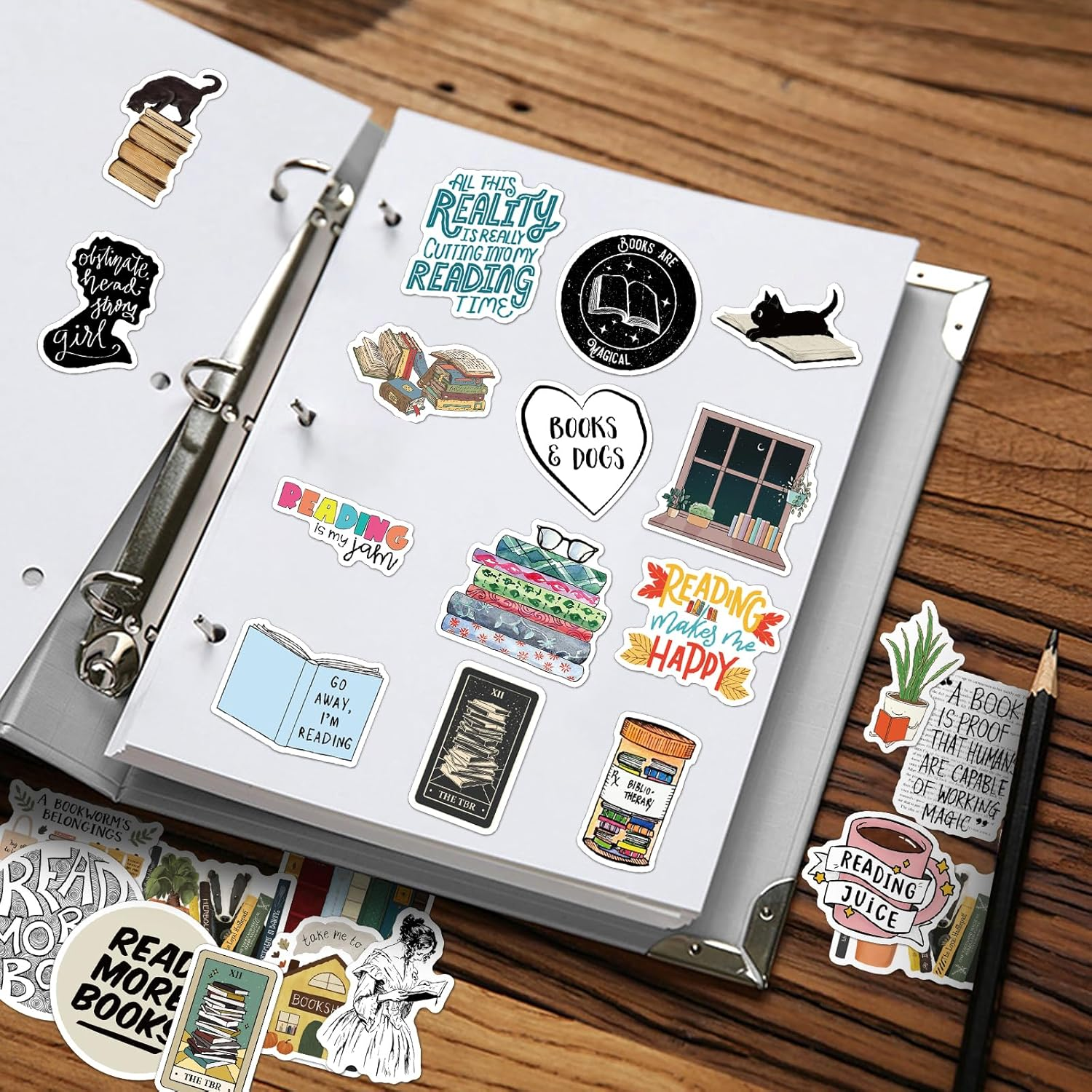 Partygarden 100 Pieces Book Stickers - Bulk Vinyl Waterproof Kindle for Adults Teens Kids Bookish Reading Lovers Gift Laptop Books Library Water Bottle Stationery Teaching Rewards image number 3