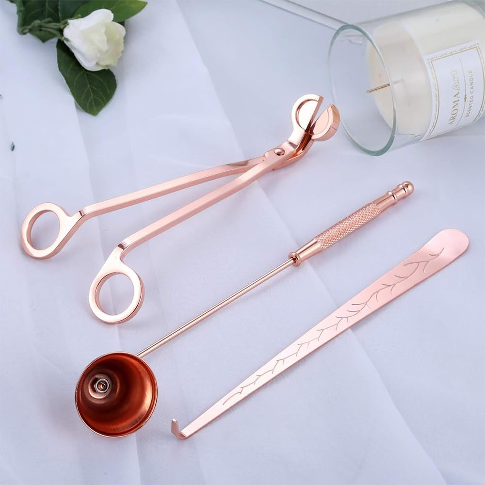 Candle Wick Cutter, Candle Accessory Set 3 in 1 Candle Wick Trimmer Scissors,Candle Snuffer,Candle Dipper,Candle Care Set, Candle Wick Trimmer, Candle Cutter Wick,Candle Wick Clipper Trimmers, Set A image number 3