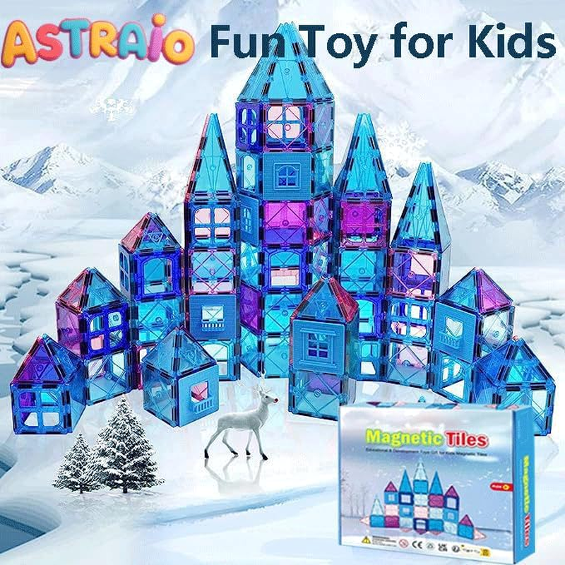 Magnetic Tiles Kids Toys for 3 4 5 6 7 8+ Year Old Boys Girls Frozen Toys Castle Princess Magnetic Building Blocks Educational Toddler Gifts Age 2-4 5 6-8 Year Old Girl Boy Birthday image number 3