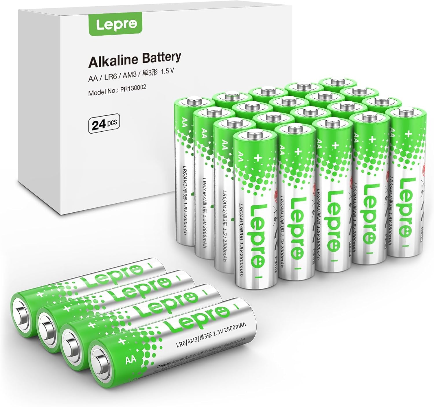 Lepro AA Batteries 24 Pack, 1.5 Volt Alkaline Double AA Battery with High Capacity, Anti-Leakage, Long Lasting Power, 2800Mah LR06 MN1500 Batteries for Clocks Remotes Mouse Torch image number 4