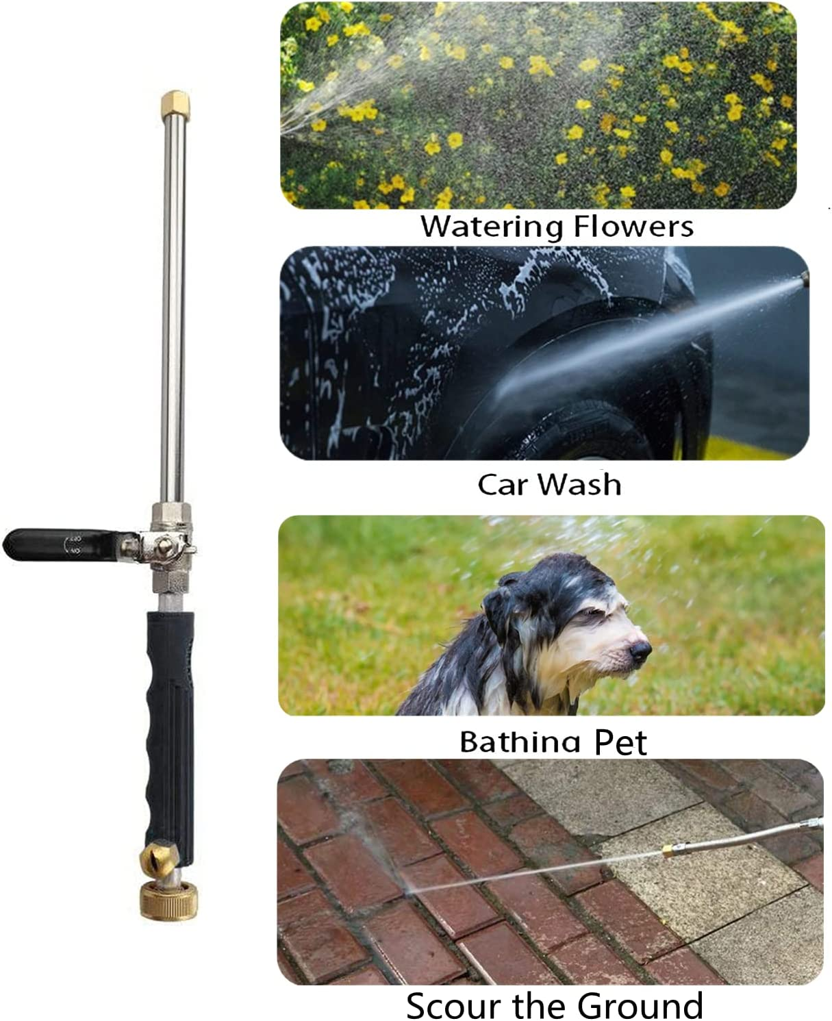 Extendable Hydro Jet Washer High Pressure Power Washer Wand, Portable Water Hose with 2 Water Hose Nozzle for Garden, Gutter, Patio, Car, Pet, Window (Blue) image number 3