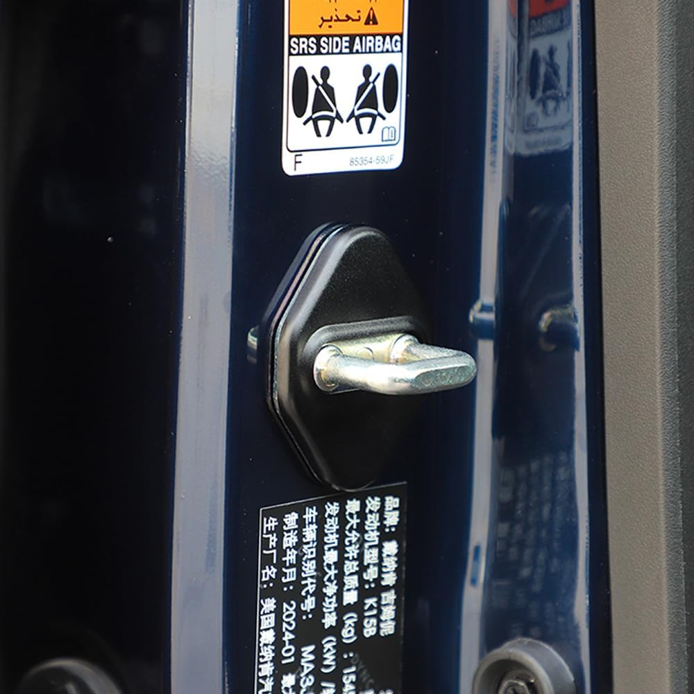 For Jimny Door Lock Cover, Aluminum Alloy Car Door Lock Latches Cover Protector Compatible with Suzuki Jimny 2019 2020 2021 2022 2023 Car Accessories （Black 5Pcs） image number 5