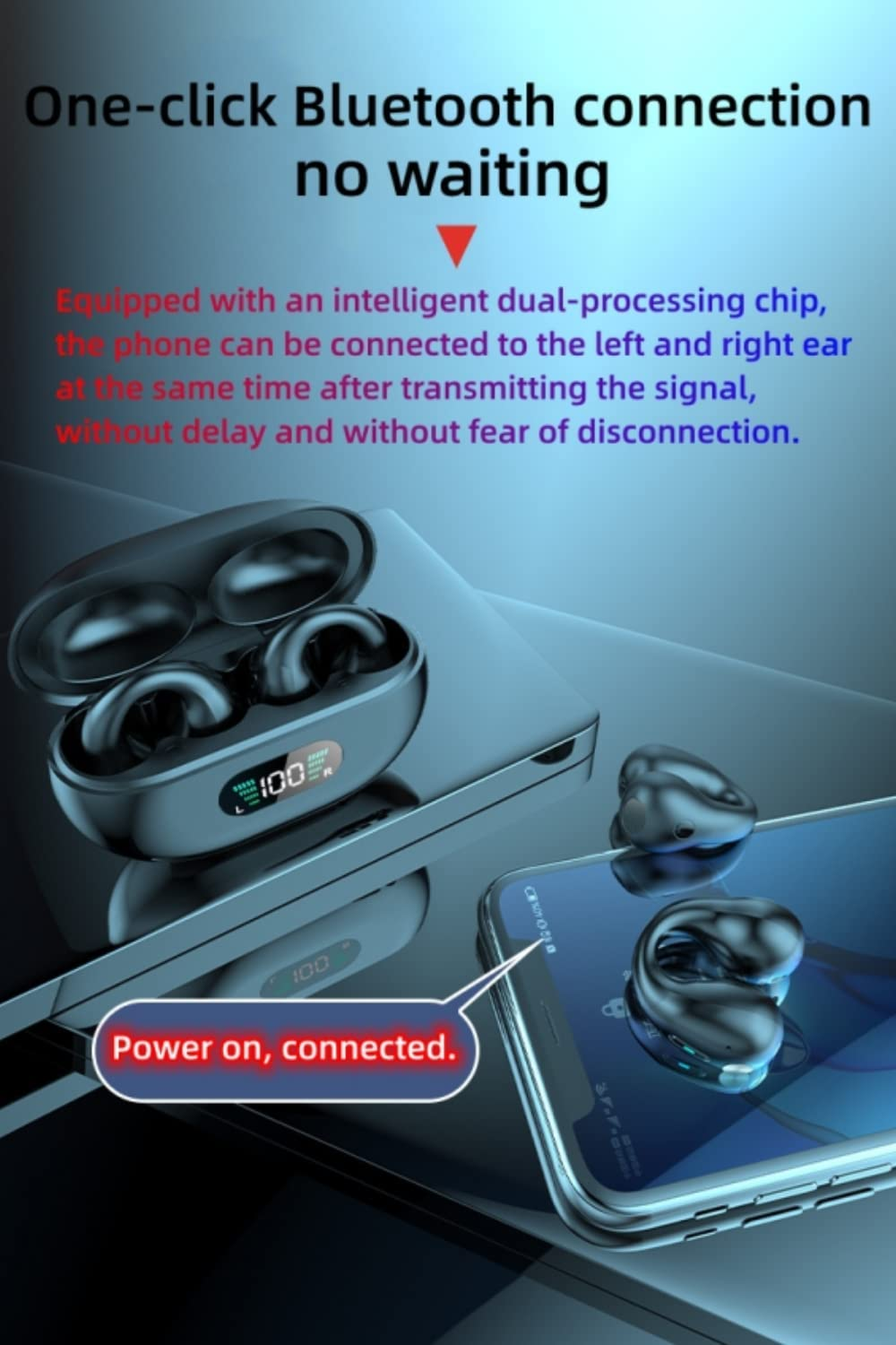 Wireless Ear Clip Bone Conduction Headphones Bluetooth Painless Open Ear Clip on Headphone,Waterproof Mini Sport Running Bicycle Earring Earphone,Noise Cancelling Hifi Quality Long Battery Life