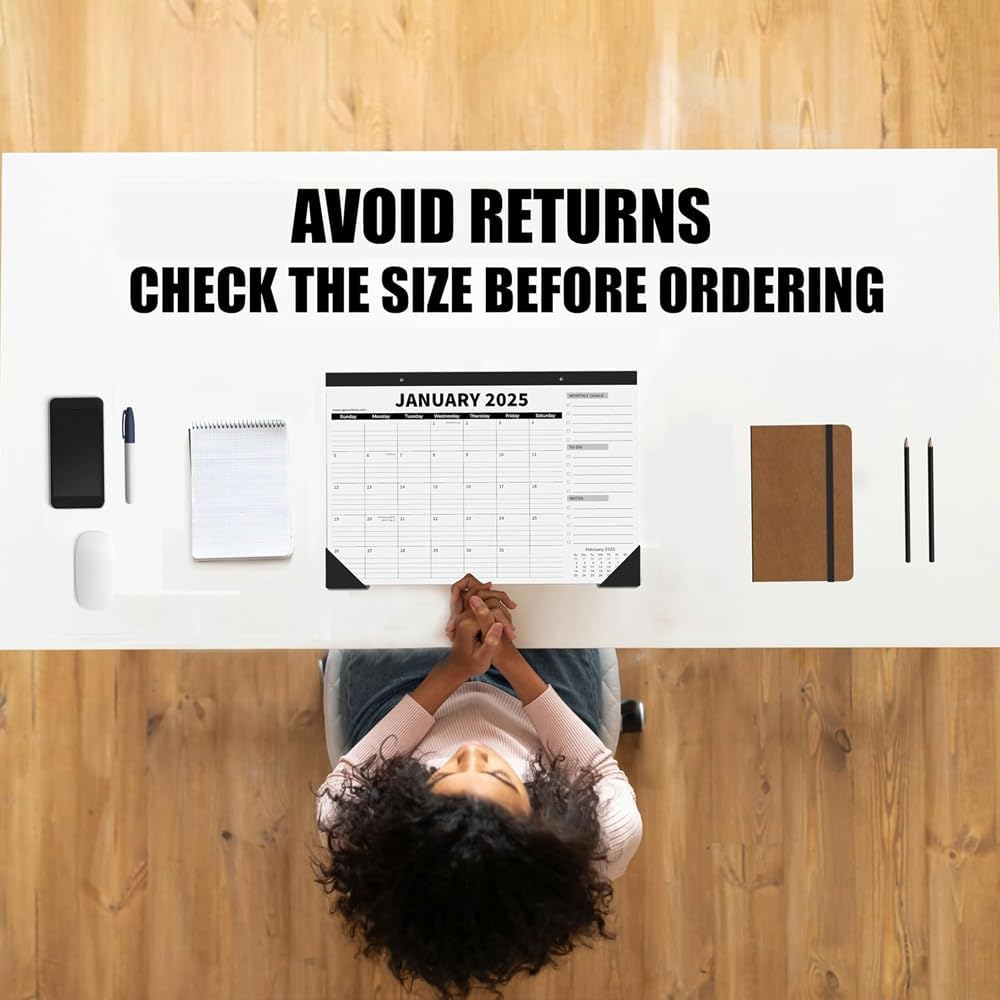 Desk Calendar,18-Month Desk/Wall Calendar, January 2025 to June 2026, 43 * 30CM, Thick Paper, Large Ruled Blocks,Perfect for To-Do List,Notes for Home School Office image number 5