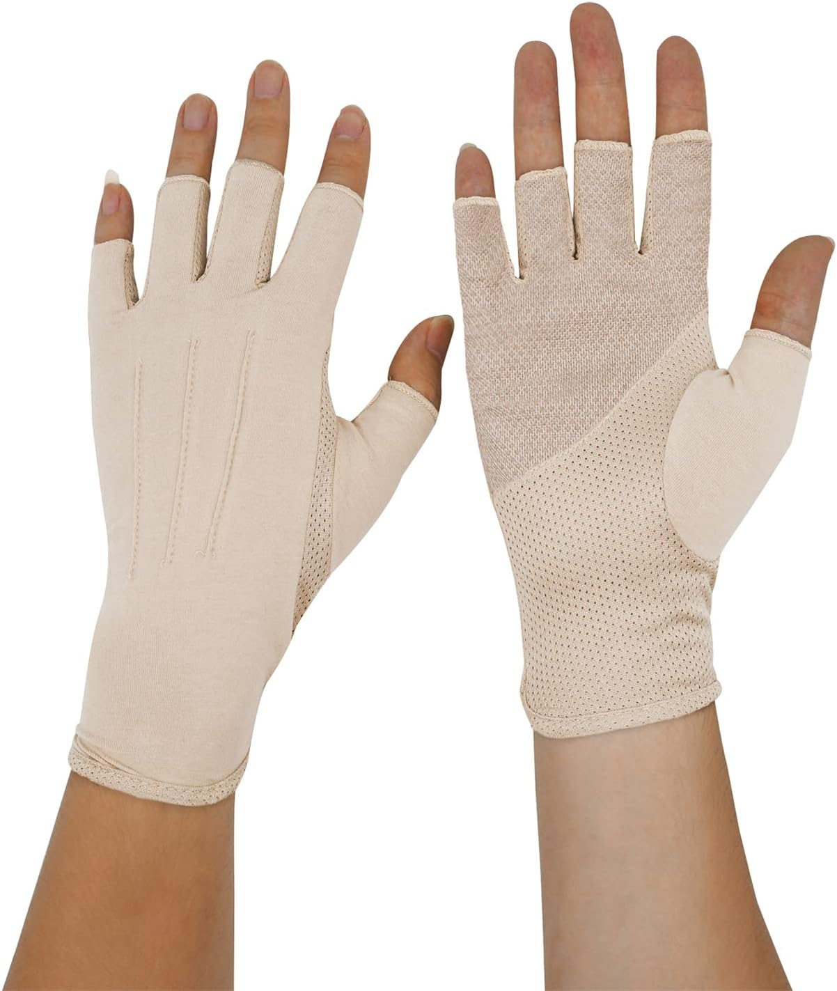 Bienvenu Mens Summer UV Protection Half Finger Outdoor Hiking Driving Cycling Riding Cotton Breathable Sunblock Gloves