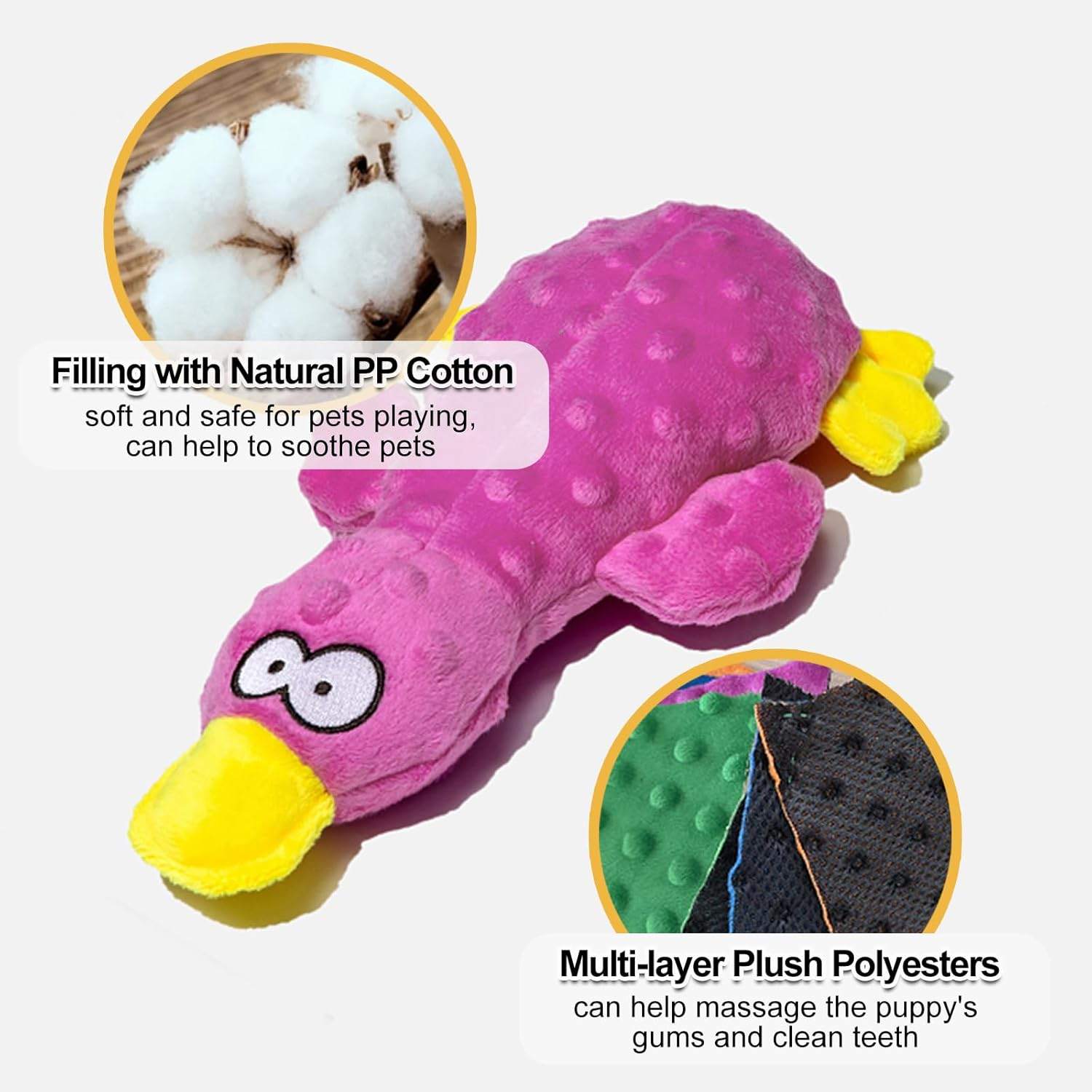 Adpartner Plush Squeak Toys for Dogs, 2 Pack Duck Stuffed Crinkle Dog Toys for Puppy, Durable Interactive Pet Chew Toys Soft Squeaky Pet Toys for Small to Medium Dogs Teething Training Reduce Boredom image number 6