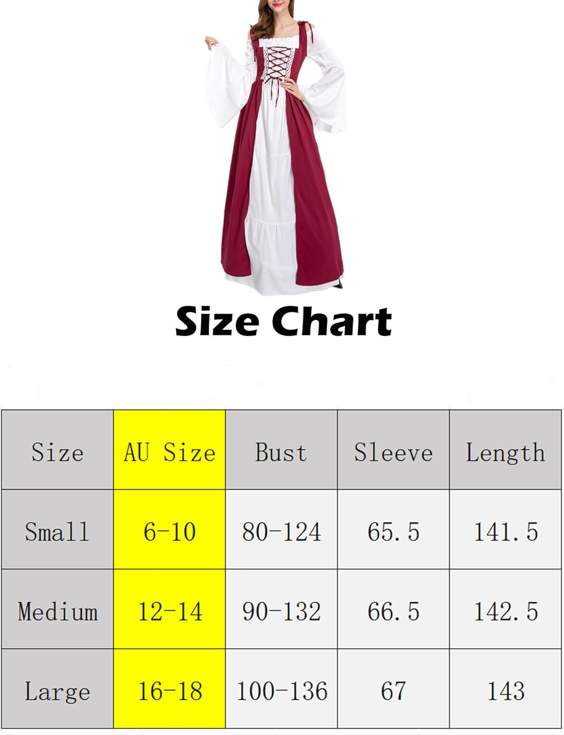 Medieval Renaissance Costume Dress for Women Halloween Cosplay Party Maxi Dresses image number 4