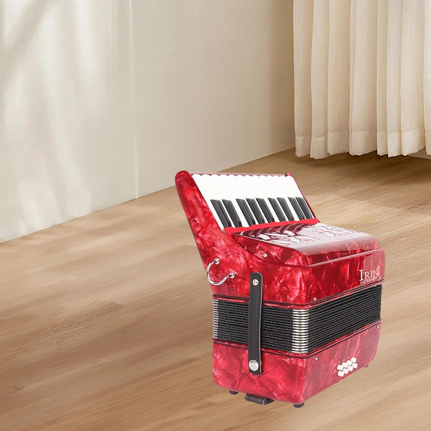Generic 22 Keys Accordion with Strap, Piano Instrument for Music Lovers, Red image number 2