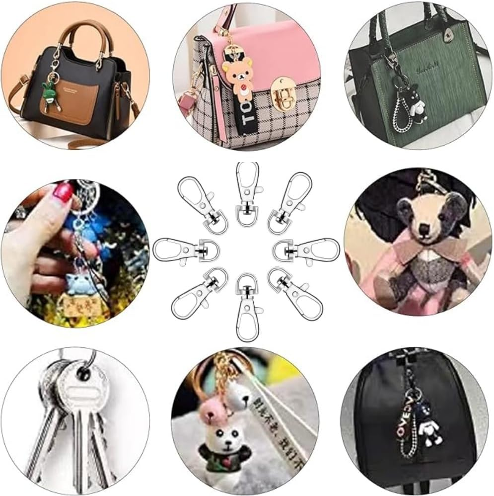 20PCS Detachable Swivel Lobster Clasp Clips Hook Alloy Key Ring Split Keychain Durable DIY for Key Split Ring （Silver） image number 1