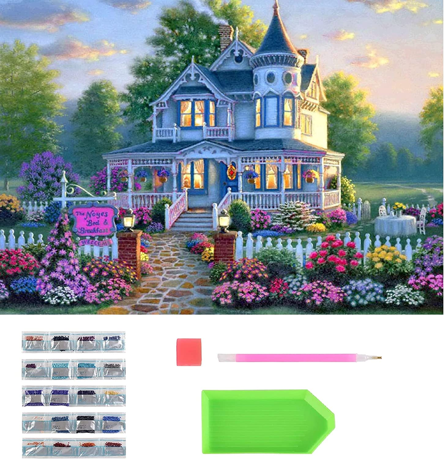 HIGHROCK 5D Diamond Painting Kit, Gem Art and Craft Puzzle, Adults Paint with Diamonds Full Kit, DIY Diamond Art Painting for Wall Decorations.（Villa）