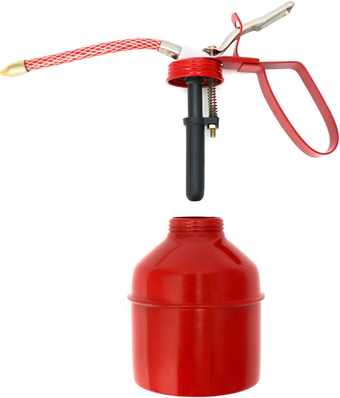 QWORK 12 OZ (400ML) Capacity Pistol Type Oil Can-Steel Manual Oiler, Red image number 5