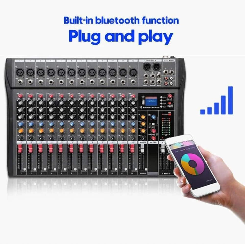 12 Channel Mixing Console Live Studio Audio DJ Mixer Sound Board USB Interface image number 3