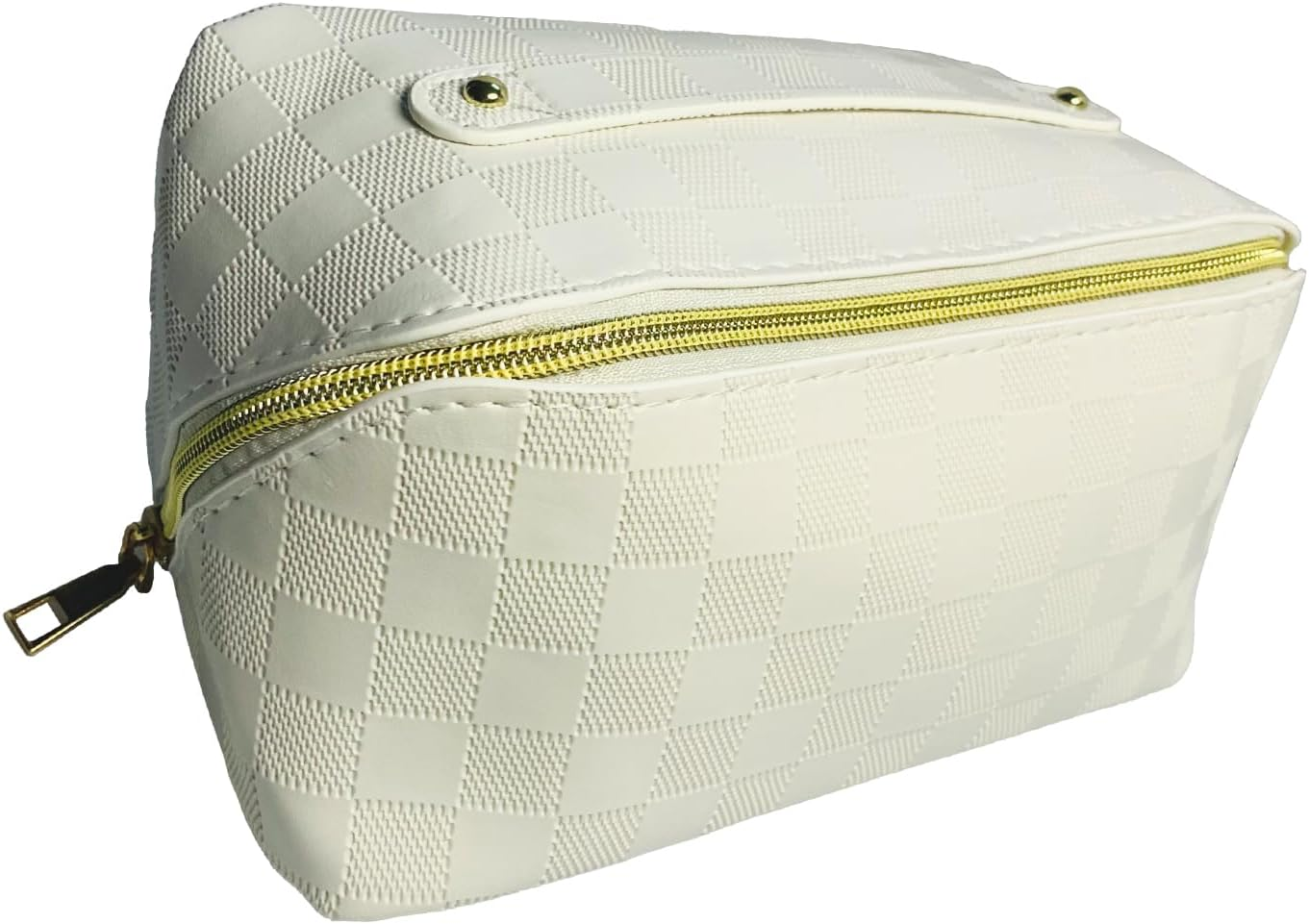 Travel Makeup Bag for Women, ZACHMEST Large Capacity Pouch Open Flat Cosmetic Bag with Compartments, Water-Resistant PU Leather Portable Toiletry Bag with Divider and Handle