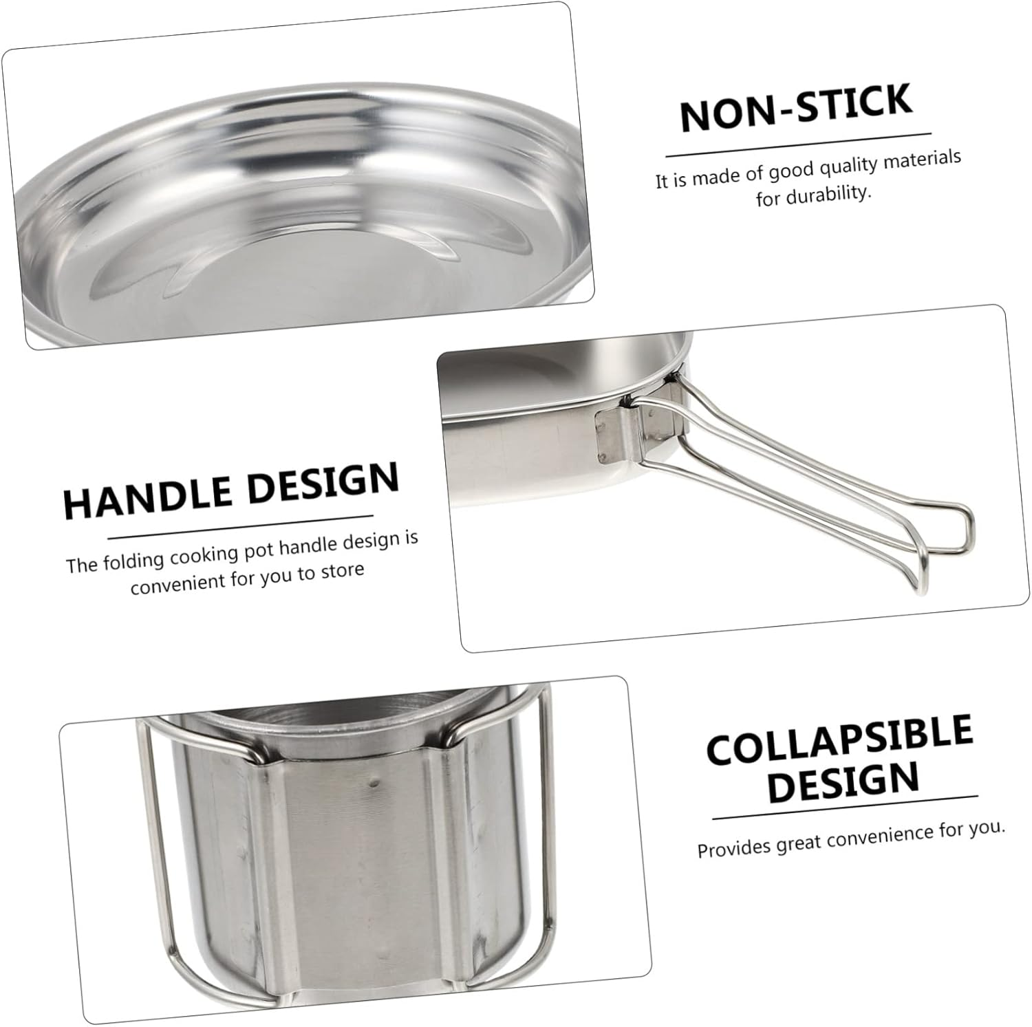 1Set Portable Outdoor Stainless Steel Cookware Set Camping Cooking Utensils for Hiking Picnics Outdoor Activities Lightweight and Easy to Use image number 6