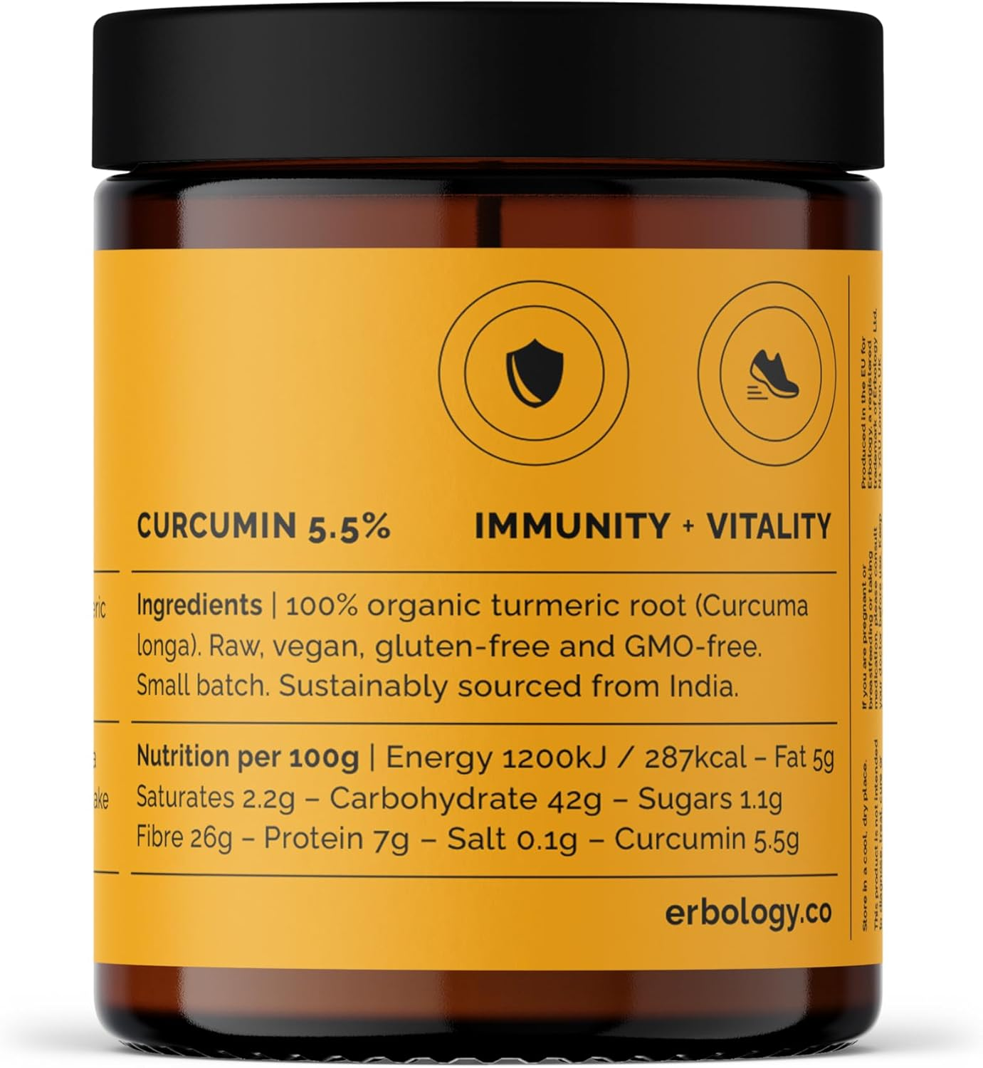 Erbology Organic Turmeric Powder 90G - 90 Servings - 5.5% Curcumin - No Additives or Preservatives - Sustainably Sourced Straight from Farm in India - Small Batch - Vegan - Gmo-Free image number 4