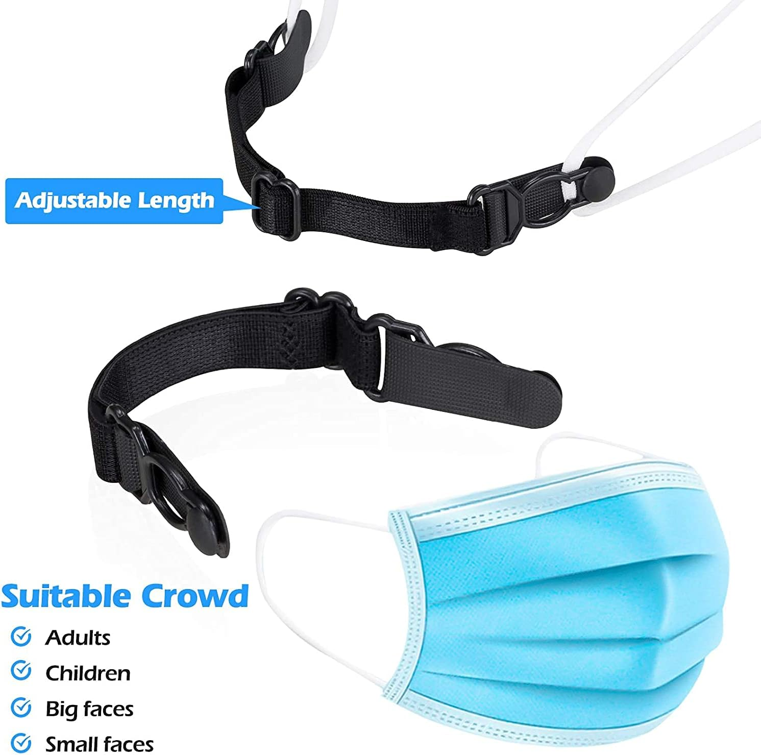 Mask Extender Strap 12Pcs,Ear Savers for Masks,Mask Holder Mask Extenders,Masks Extension Hook Adjustable for Extending Masks Buckle Ear Protectors,Compatible with All Masks and Kid Mask image number 5