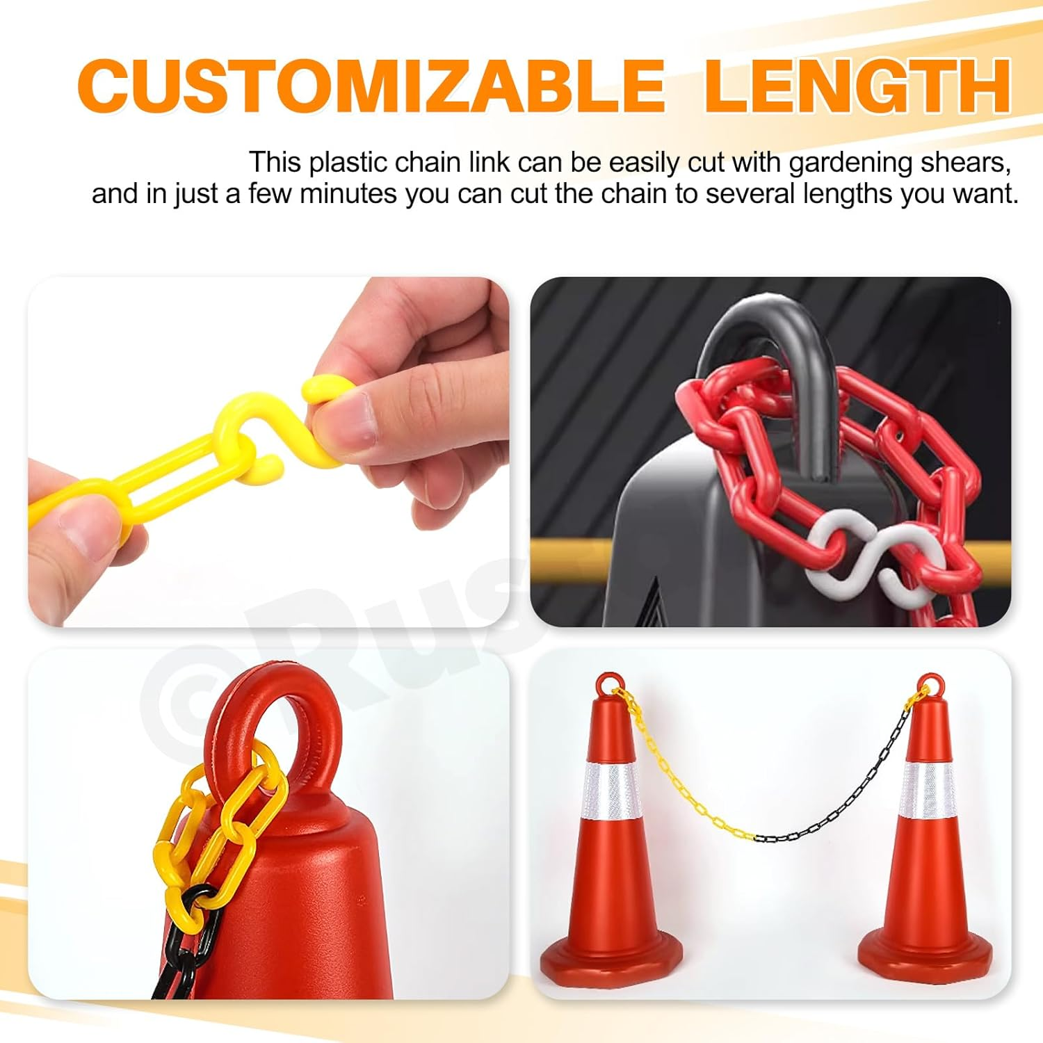 21Pcs Red and White Plastic Chain Links with Connector Hooks Plastic Chain Barrier Safety Barrier Chain for Crowd Control Construction Sites Parking Space Management image number 5