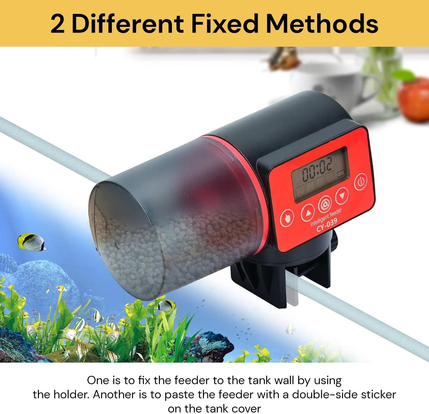 EZONEDEAL Automatic Fish Feeder, Moisture-Proof Intelligent Aquarium Fish Feeder, Daily Fish Food Dispenser, Large Capacity Timer Feeder with LCD Display