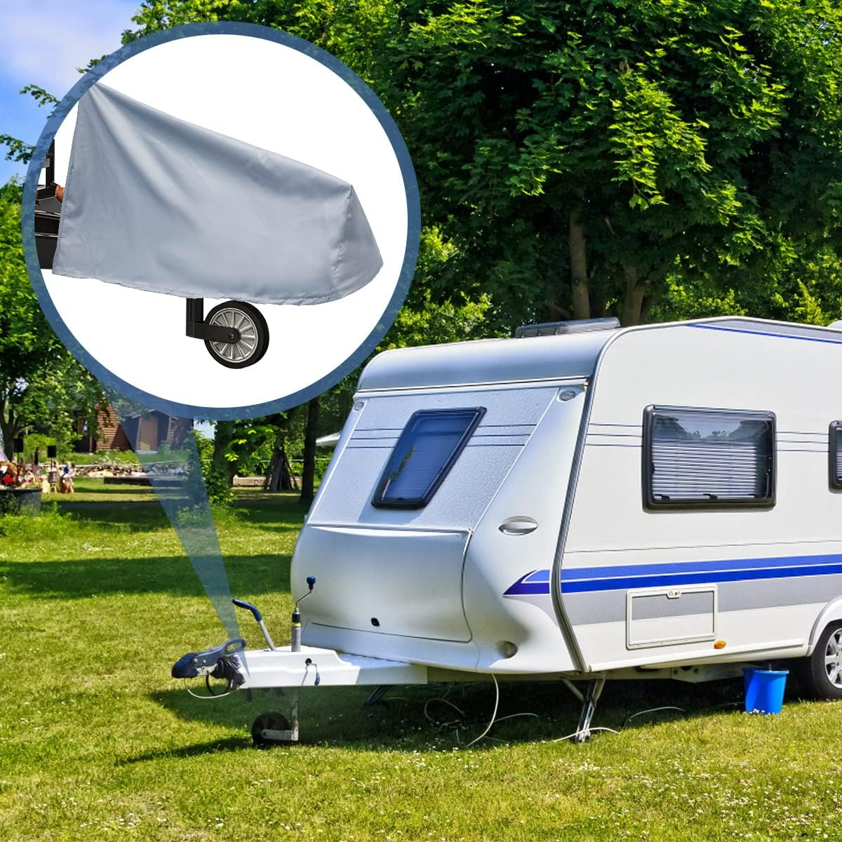 Caravan Hitch Cover Universal Trailer Jack Cover Waterproof Dust-Proof Tow Hitch Protection Cover Breathable Heavy-Duty Tow Hitch Cover for Caravans Motorhomes Trailer Pouywh(Grey) image number 1