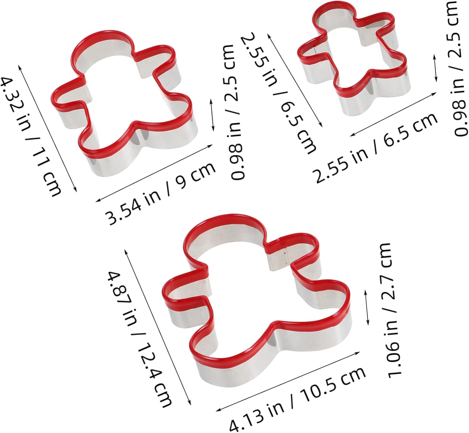 Luxshiny 3Pcs Gingerbread Man Mold for Cookie Baking Reusable Gingerbread Cutout Molds DIY Pastry Cutter for Christmas Cookie Shapes image number 3