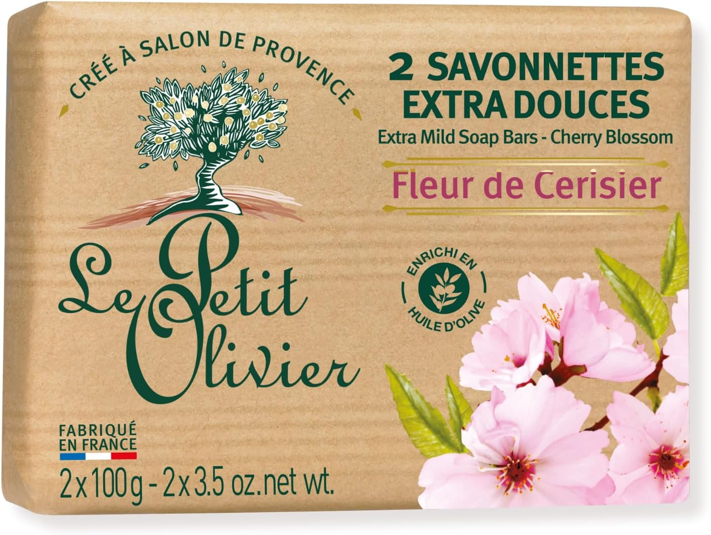Extra Mild Soap Bars - Cherry Blossom by Le Petit Olivier for Men - 2 X 3.5 Oz Soap image number 4