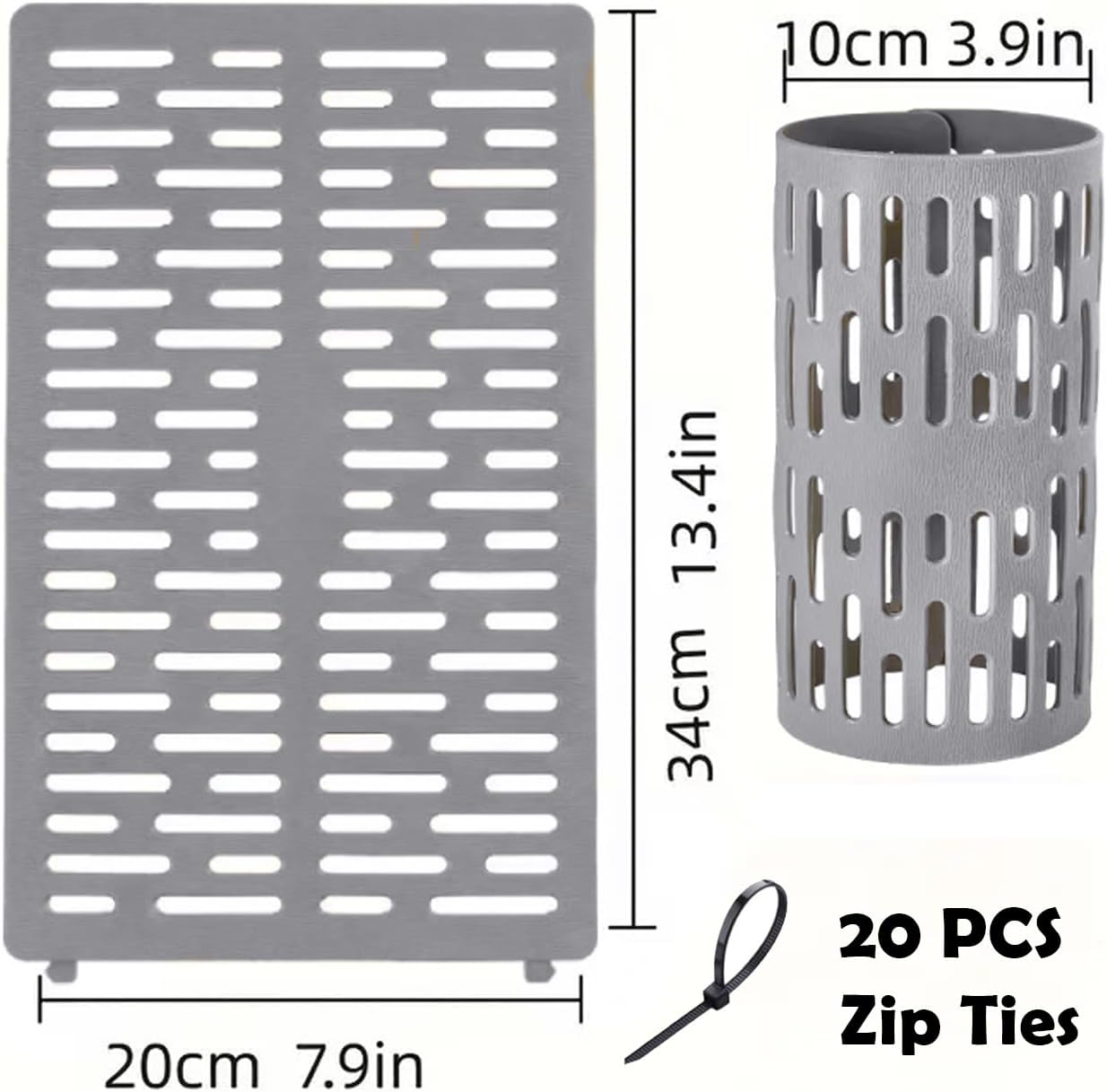 10 Pcs Tree Trunk Guard with 20 Zip Ties - PP Bark Protector for Plants, Expandable Nursery Mesh Wrap to Prevent Damage from Trimmers & Animals, Flexible Tree Guard for Saplings, Shrubs (01) image number 6